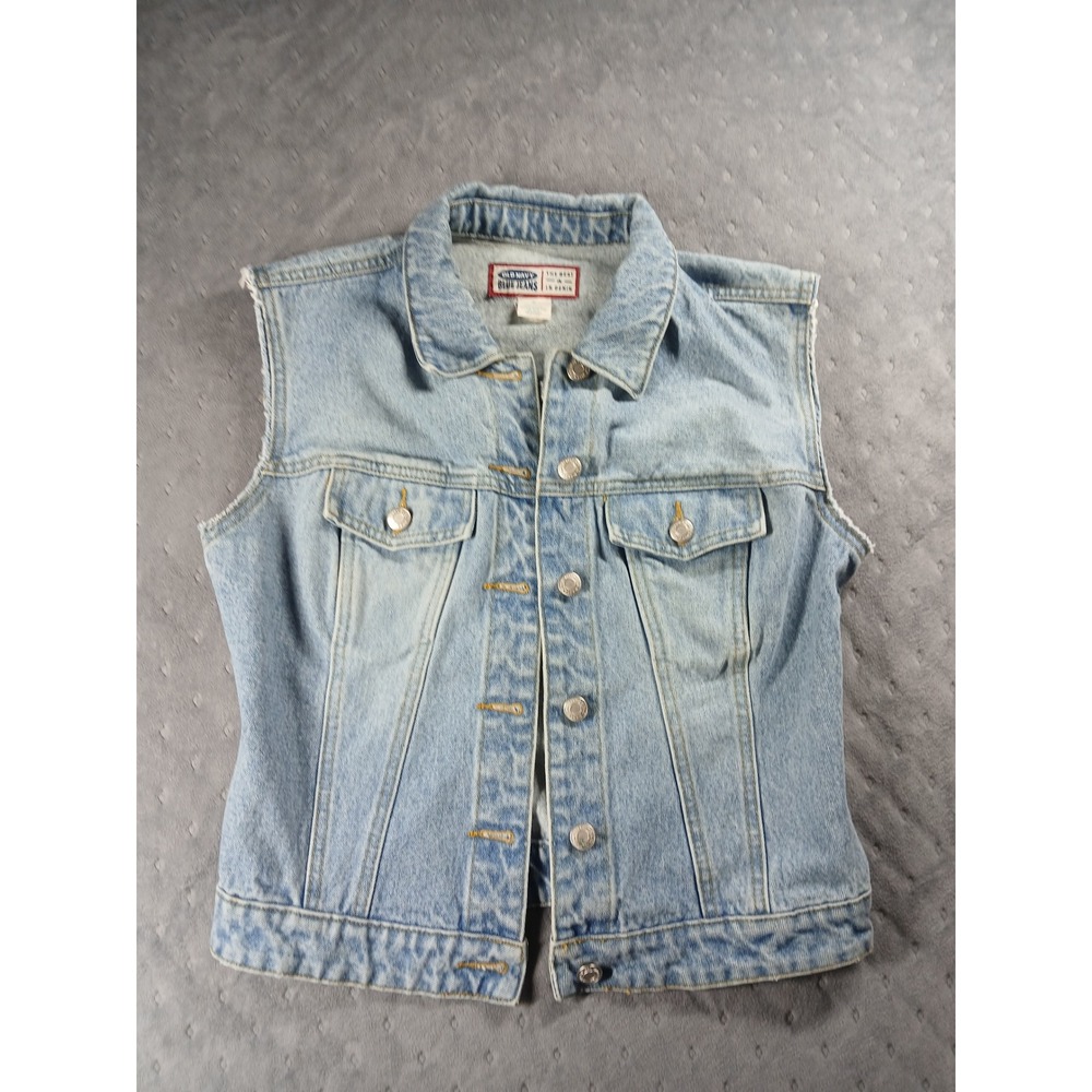 VTG Old Navy Blue Jeans Light Wash Denim Vest Sleeveless Trucker Jacket Small
